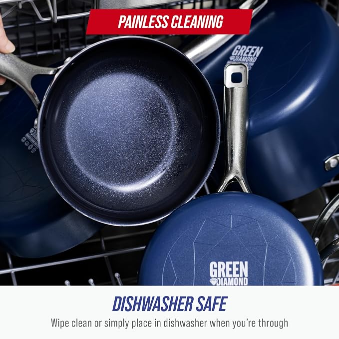Blue Diamond 20 Piece Nonstick Cookware Set, Diamond Ceramic Pots & Pans - Image 7