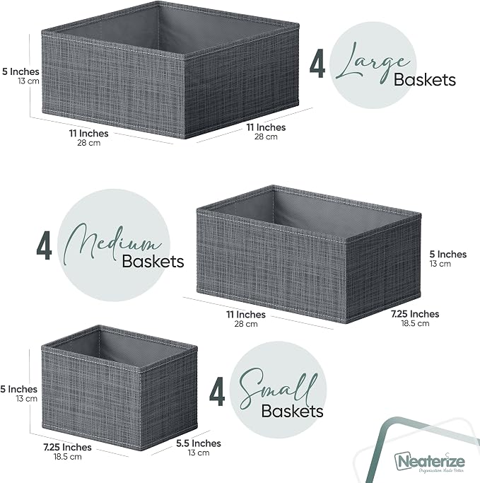 Drawer Organizer Set of 12 Dark Grey - Image 2