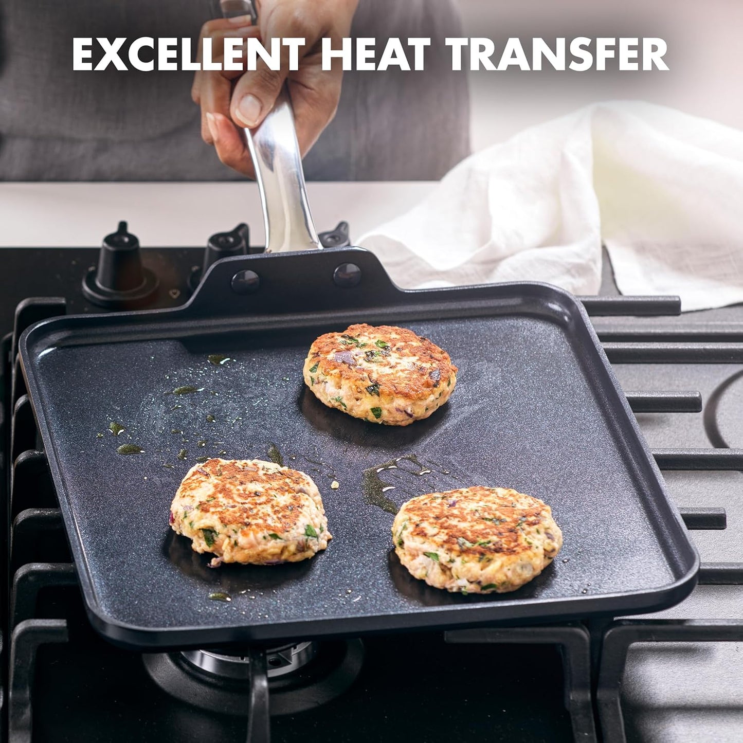 GreenPan Chatham Black Prime Midnight Hard Anodized Healthy Ceramic Nonstick, 11" Griddle Pan, PFAS-Free, Dishwasher Safe, Oven Safe, Black