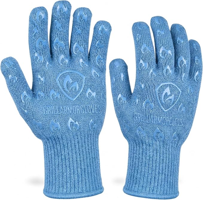 Grill Armor Oven Gloves with Fingers – Extra Long Cuff, 932°F Heat, Fire & Cut by GrillArmorGloves