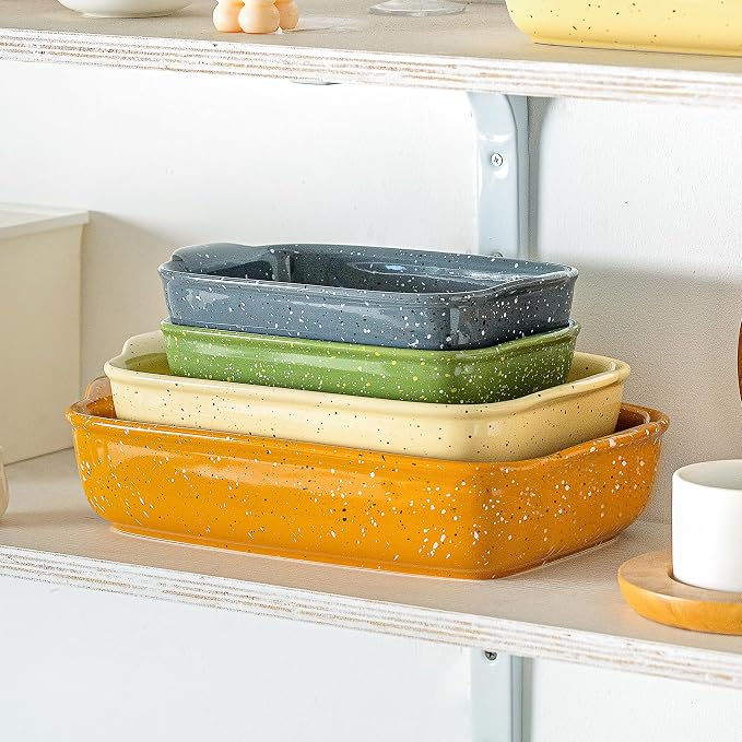 Casserole Dish Set of 3, Lasagna Pan, Ceramic Bakeware - Image 9