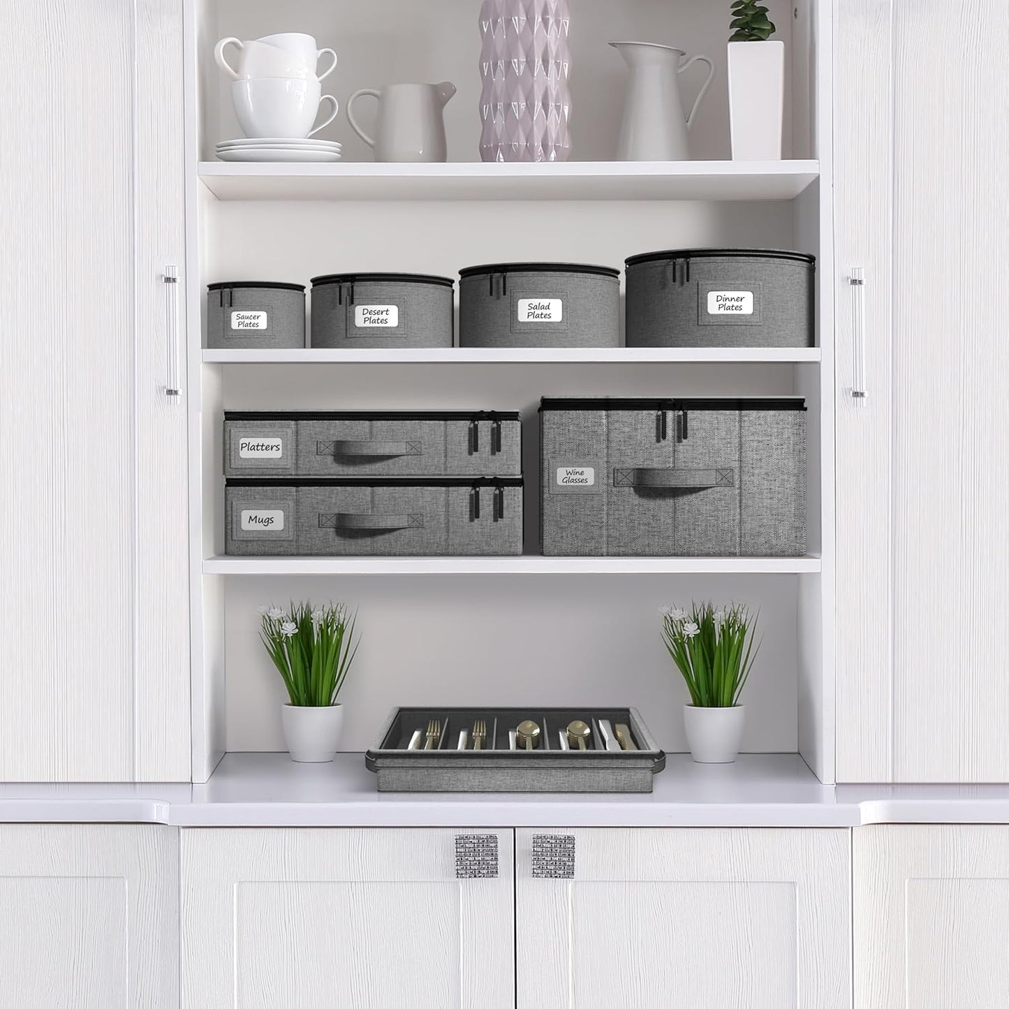 Sorbus Coffee Mug Organizer - Storage Case with Hard Shell, Label Windows, Handles & Dividers (Fits 12 Mugs)