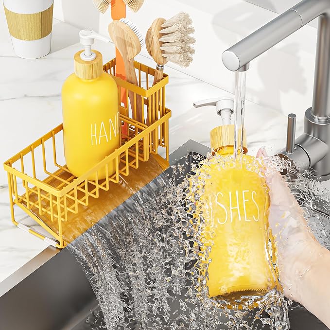 Cisily Yellow Dish Soap Dispenser Set, 16 fl Oz Dual Kitchen Soap Dispensers - Image 6