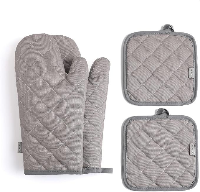 Oven Mitts and Pot Holders 4 pcs Set, High Heat Resistant 500 Degree Extra by M+MIAOYAN