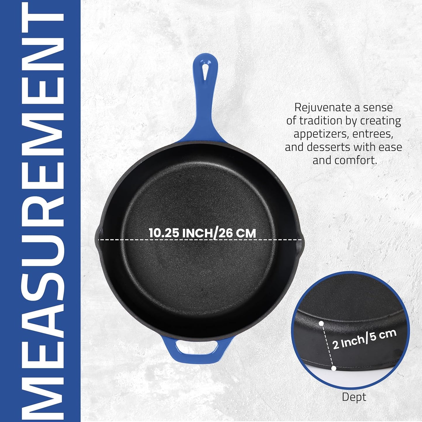 Utopia Kitchen Pre Seasoned Chefs Pan Cast Iron Skillet Frying Safe Grill Cookware for indoor & Outdoor Use (Blue, 10.25 Inch (Pack of 1))
