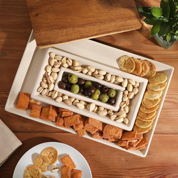 Gibson Elite 3-Section Stoneware Serving Tray - Image 5