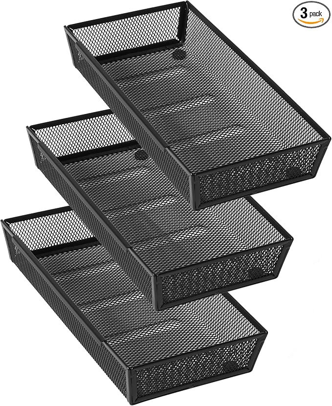 Mesh Tray Silverware Drawer Organizer, Utensil Cutlery Tray Office Supplies by ihomecooker