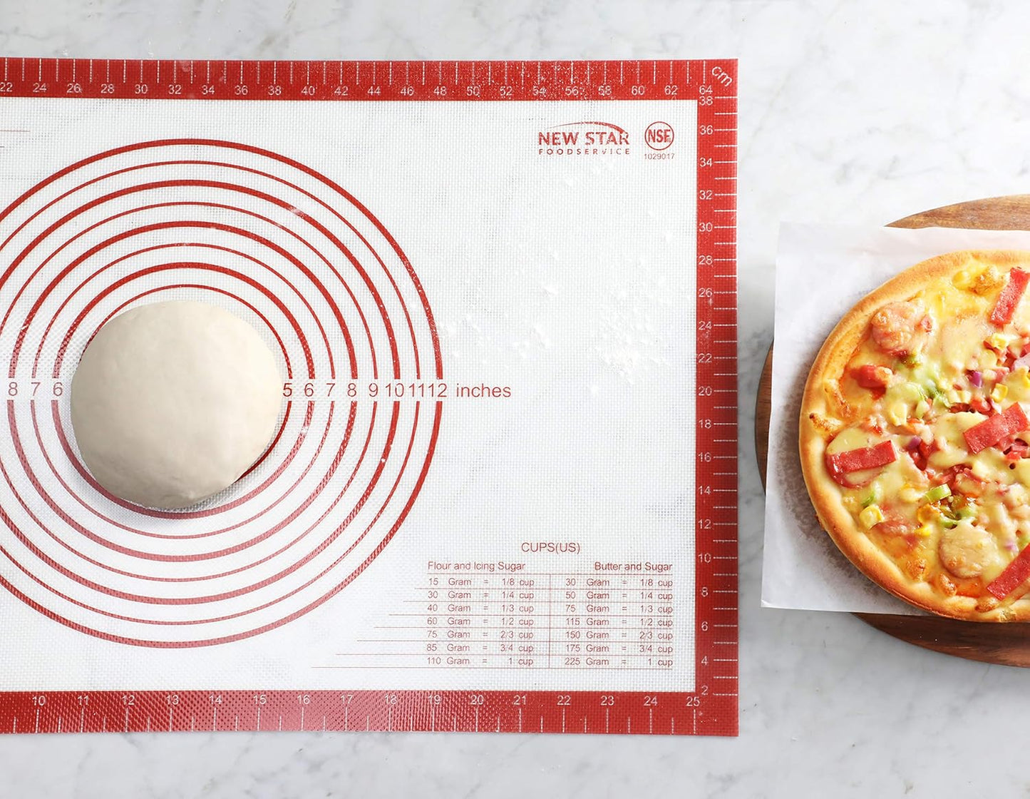 New Star 1029017 Non-Slip Silicone Pastry Mat, Extra Large with Measurements, 16x26'', NSF Certified
