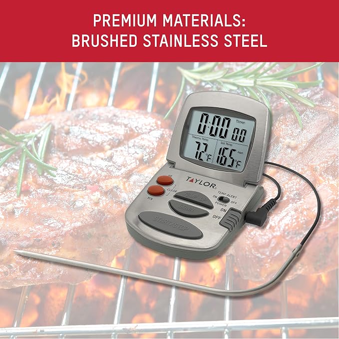 Taylor Programmable Instant-Read Wired Probe Digital Meat Thermometer, - Image 4