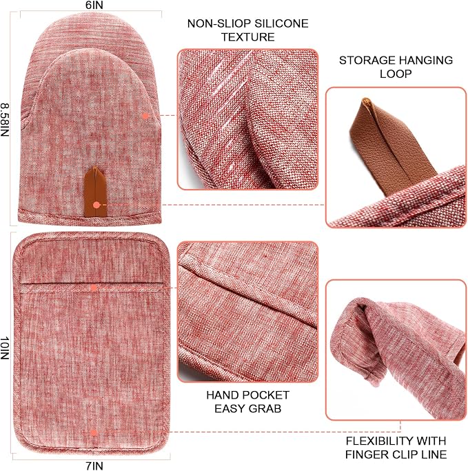 4Pcs Heat Resistant Oven Mitts & Potholders, Flexible Kitchen Accessories - Image 2