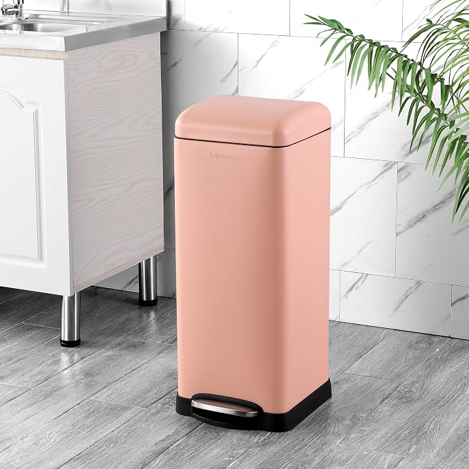 happimess HPM1007J Betty Retro 8-Gallon Step-Open Trash Can, Fingerprint - Image 2