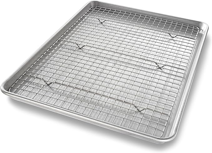 USA Pan Bakeware Half Sheet Baking Pan and Bakeable Nonstick and Cooling Rack by USAPan