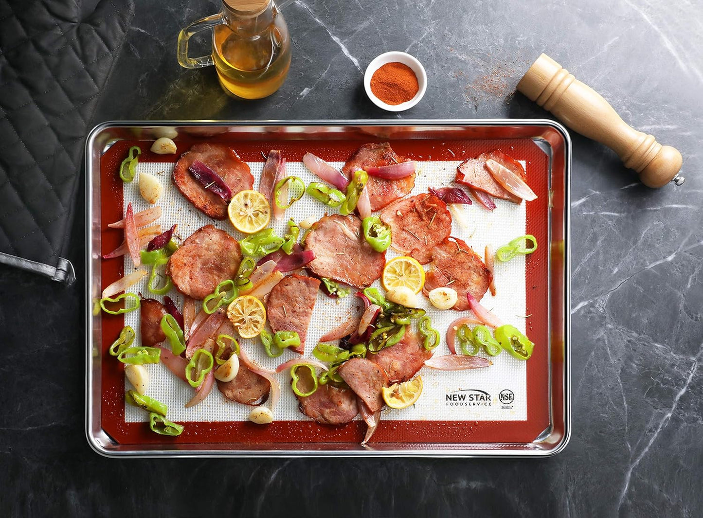 New Star Foodservice 36657 Commercial Grade Silicone Baking Mat Non Stick Pan Liner, 14 x 20 inch (Two-Thirds Size)