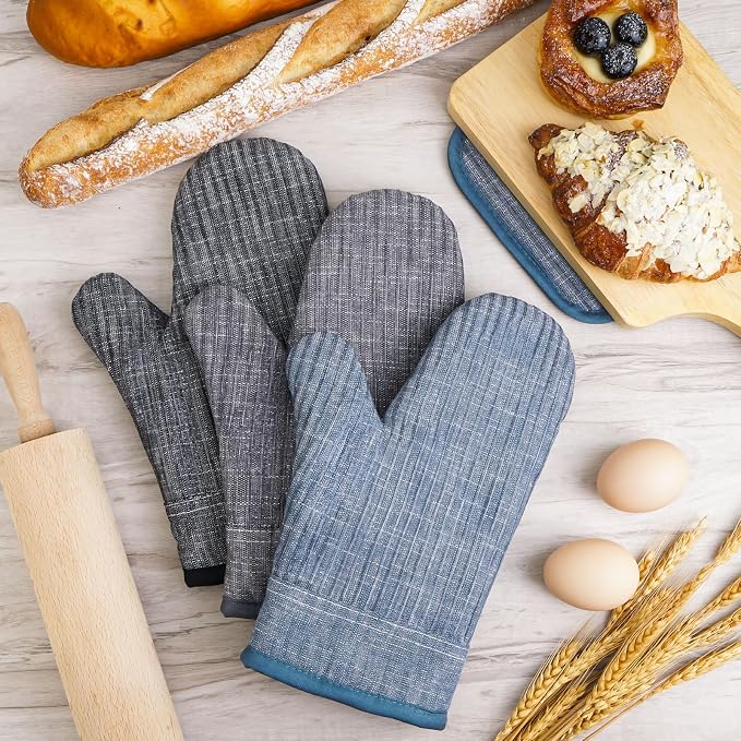 Oven Mitts and Pot Holders, Silicone Oven Gloves, 500 F Heat Resistant Oven - Image 4