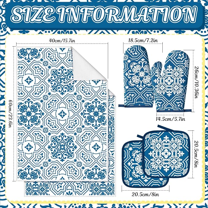 Jingmore 6 Pcs Kitchen Decor Set Accessory Farmhouse Kitchen Towels Pot Holders - Image 3