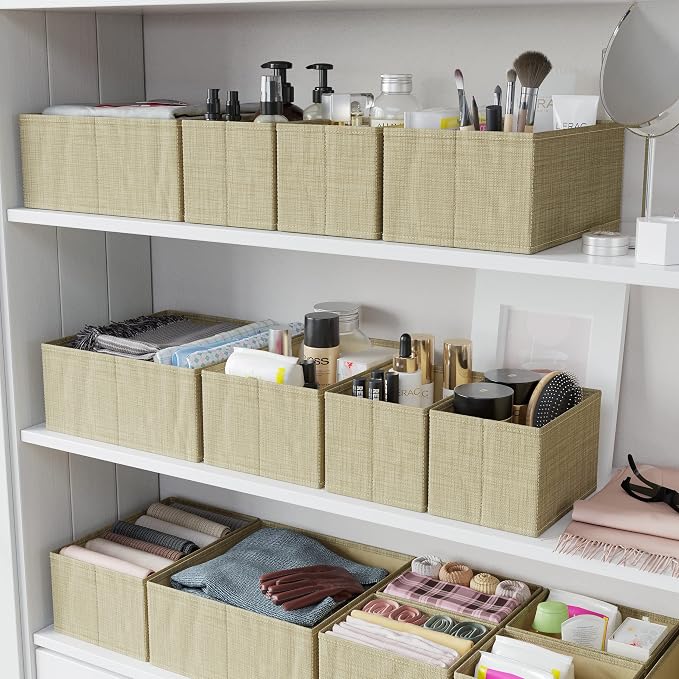 Drawer Organizer Clothes Set of 12 Beige - Image 6