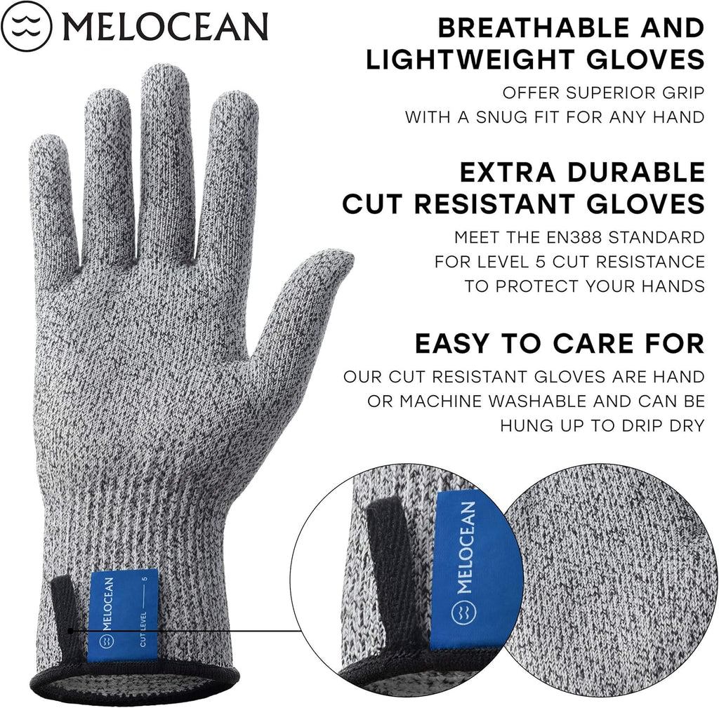Oyster Shucking Knife and Gloves Set - Premium Oyster Knife and Oyster Shucking Glove Kit - Professional Oyster Shucker Clam Knife Oyster Opener Tool in Lovely Box - Bonus Ebook and Brochure Included