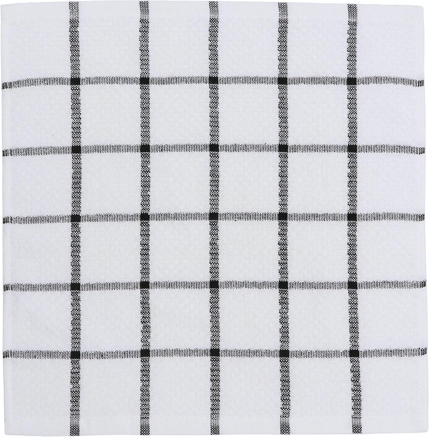 Cotton Dish Towels for Kitchen, Terry Dish Cloths for Washing Dishes, 12 x 12 Inches, Light and Soft, Quick Drying Dish Rags for Cleaning, 8pc/Set (Black)