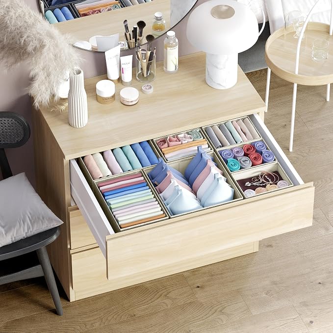 Drawer Organizer Clothes Set of 12 Beige - Image 5