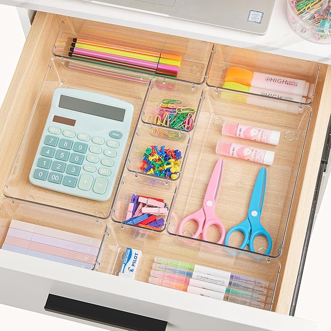 Vtopmart 25 PCS Clear Plastic Drawer Organizers Set, 4-Size Versatile Bathroom - Image 6
