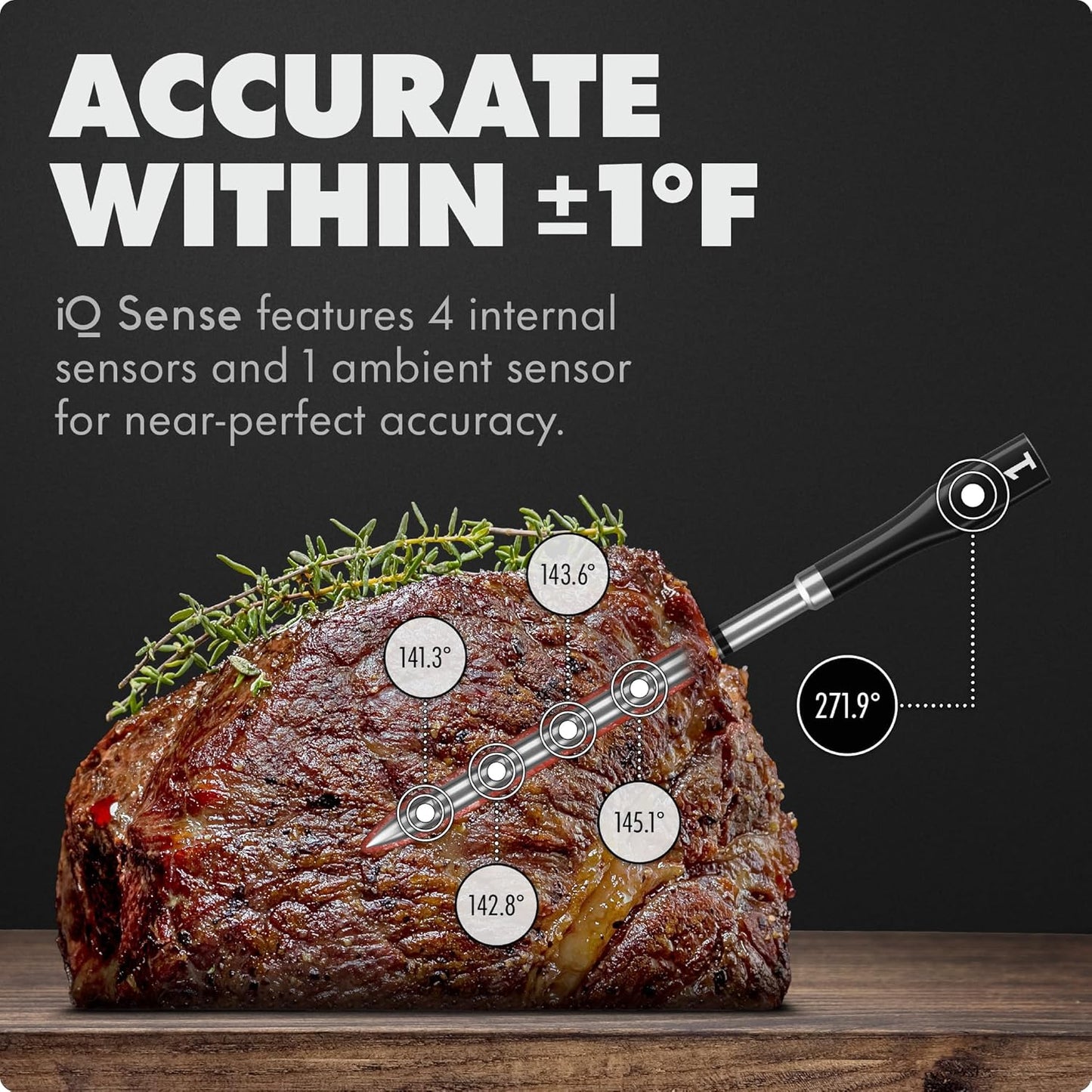 CHEF iQ Sense [2025 Model] | Smart Wireless Meat Thermometer | 2 Ultra-Thin Probes | WiFi Unlimited Range | 1000°F Heat Safe | 5 Sensors | BBQ, Grill, Oven, Smoker, Air Fryer | Gen3