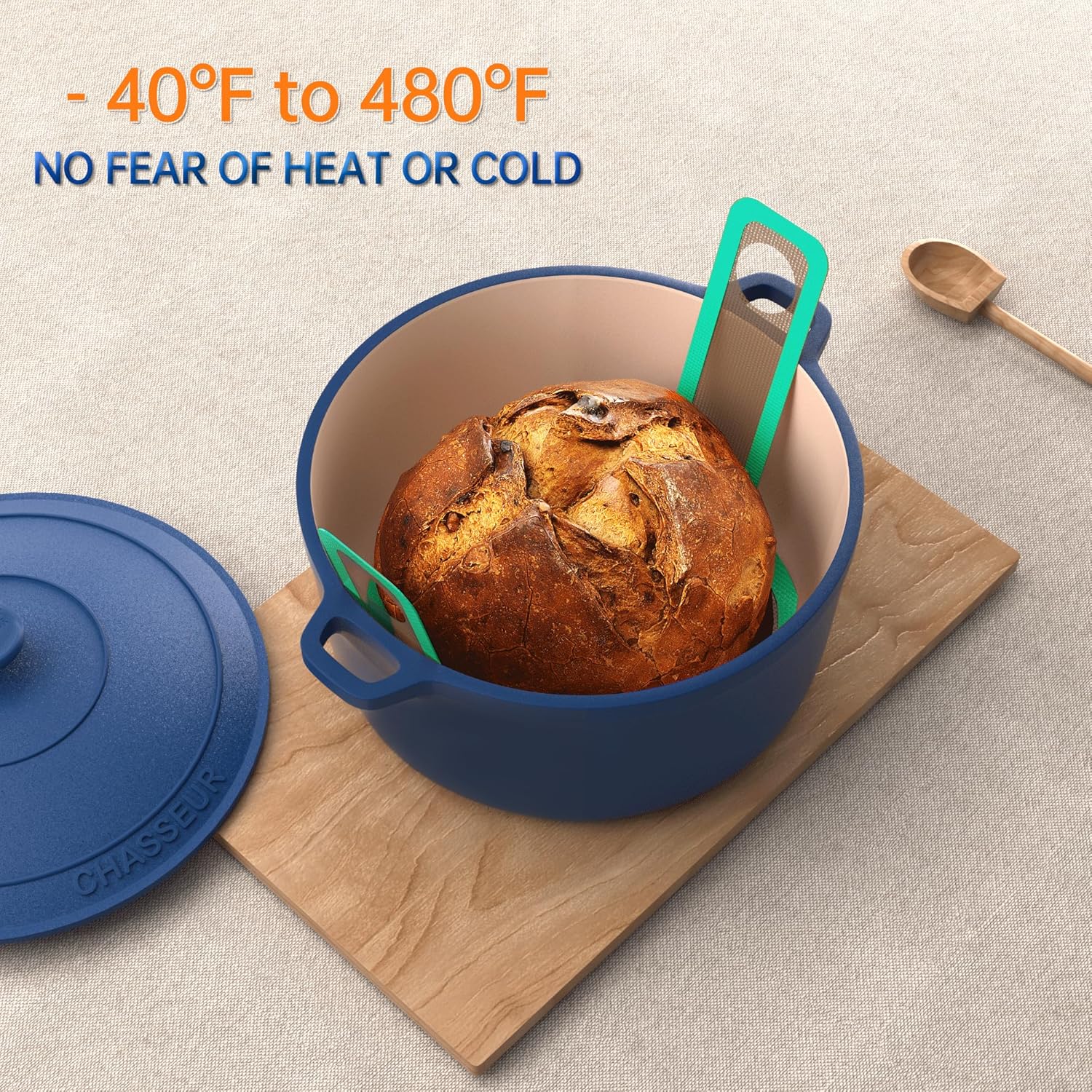 GUYDREMAT Bread Sling - Perfect Silicone Baking Mat for Sourdough Bread Baking – Superior Cast in Iron Dutch Oven Liner, 2 Pieces with Storage Band in GUY DREAM Classic Pack