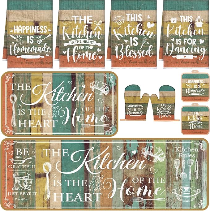 Fourluoo 10 Pcs Farmhouse Kitchen Decor and Accessories Set 4 Kitchen Towels 2 by Fourluoo