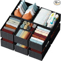 Drawer Organizer Clothes Set of 12 Black by Neaterize