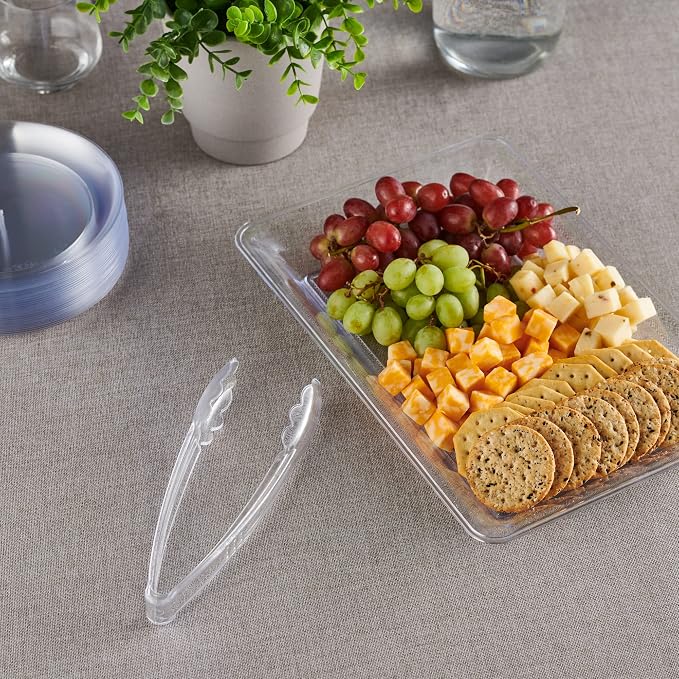 Plasticpro 9'' Serving Tongs Heavy Duty Reusable Kitchen and BBQ Clear Serving - Image 2