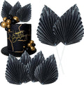 Gyufise 6Pcs Paper Palm Fan Cake Toppers Palm Spear Leaves Fan Cupcake Toppers Cake Insert Decorations Craft DIY Cake Bakeware Decoration for Birthday Party Wedding Party Decor Supplies Light Black