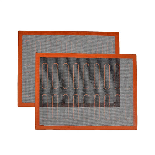 Amazon Basics Silicone Non-Stick Eclair Baking Mat, Reusable, Easy to Clean, 2 Pack, Black/Red/White, Rectangular, 15.7" x 11.8" (Previously AmazonCommercial brand)