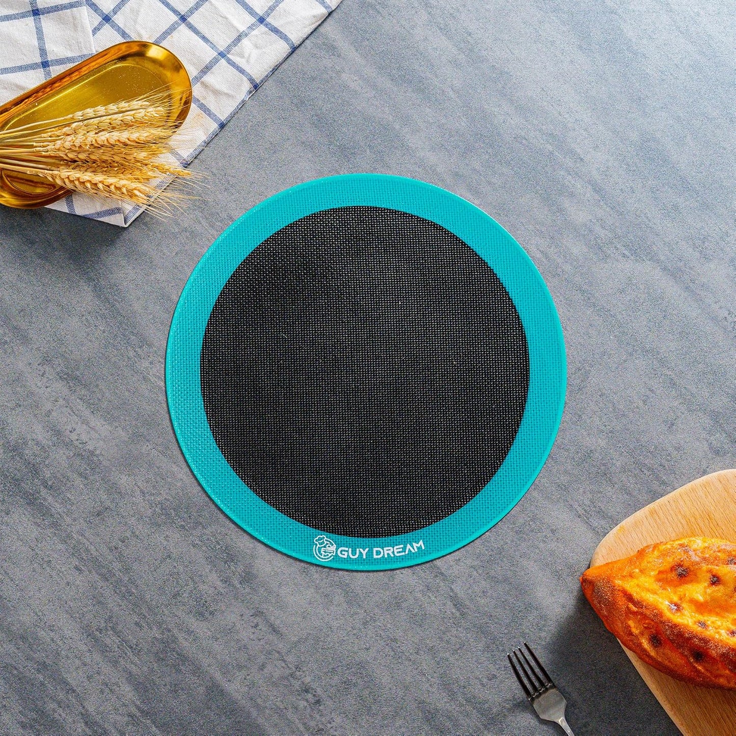 GUYDREMAT 10IN Silicone Perforated Baking Mats - Non-Stick and Heat Resistant Up to 480F, Reusable Round Mats for Baking Pizza, Bread, and Pastries, Oven Safe, Perfect for Crispy and Even Cooking